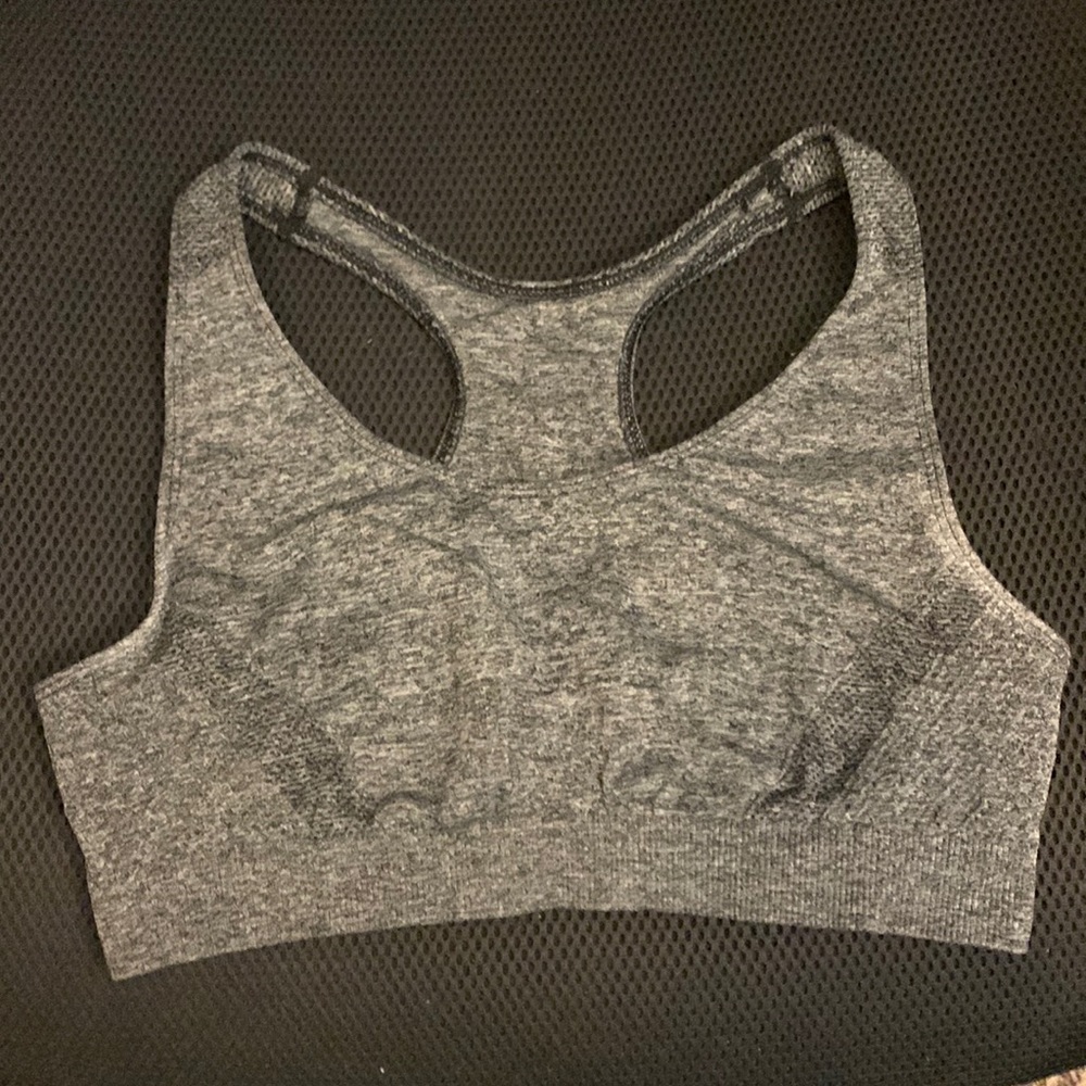 Gray marled sports bra